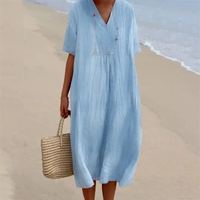 Casual Loose Summer Dress - Lucia-Blue-S-State of Style