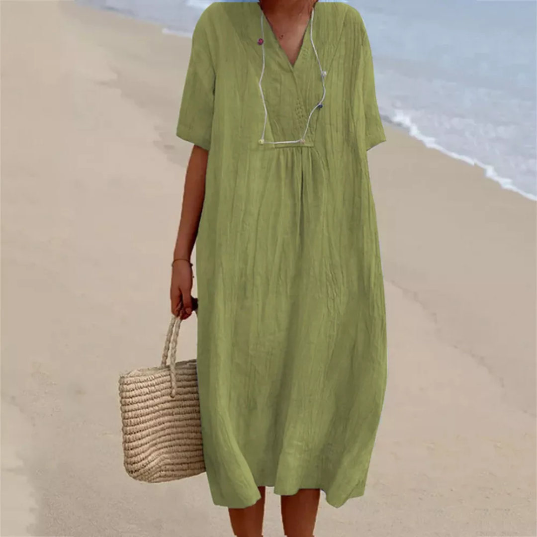 Casual Loose Summer Dress - Lucia-Light Green-S-State of Style