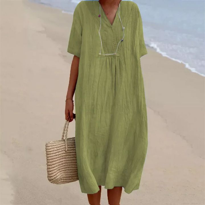 Casual Loose Summer Dress - Lucia-Light Green-S-State of Style