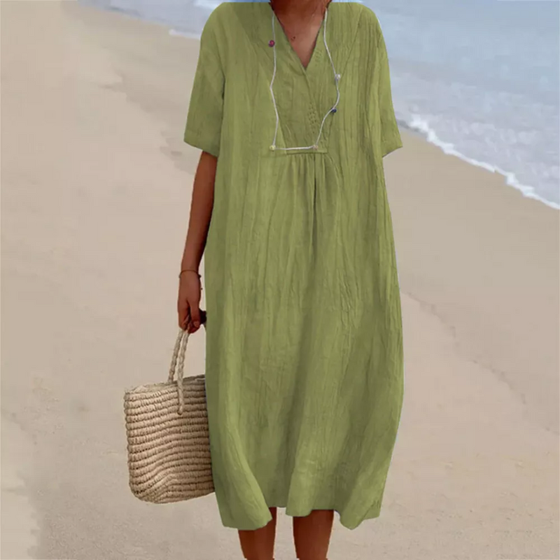 Casual Loose Summer Dress - Lucia-Light Green-S-State of Style