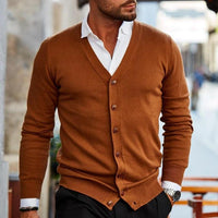 Casual Men's Cardigan - Elias-Dark brown-S-State of Style