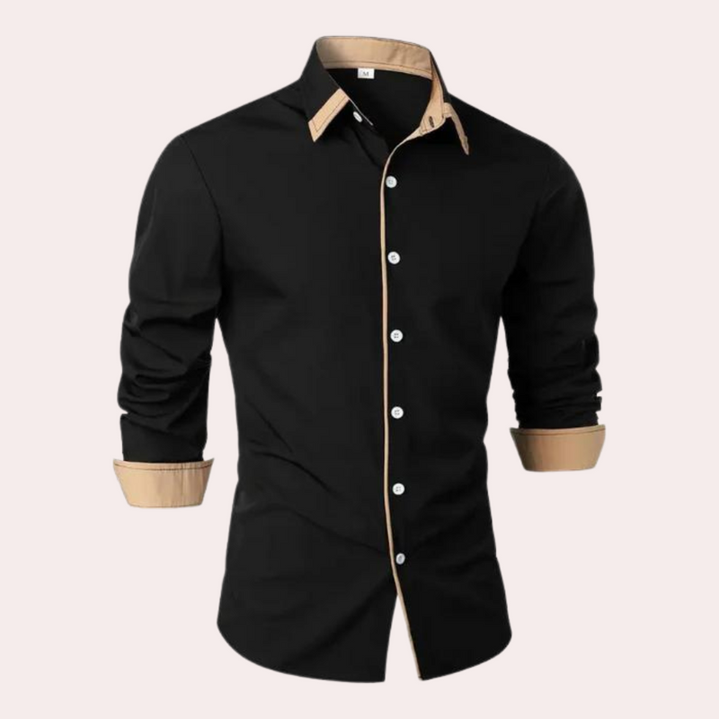 Casual Men's Dress Shirt for Warm Days - Luca-Black-XS-State of Style
