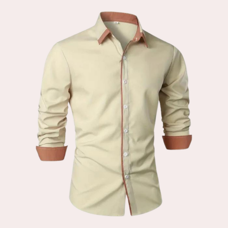 Casual Men's Dress Shirt for Warm Days - Luca-Khaki-XS-State of Style