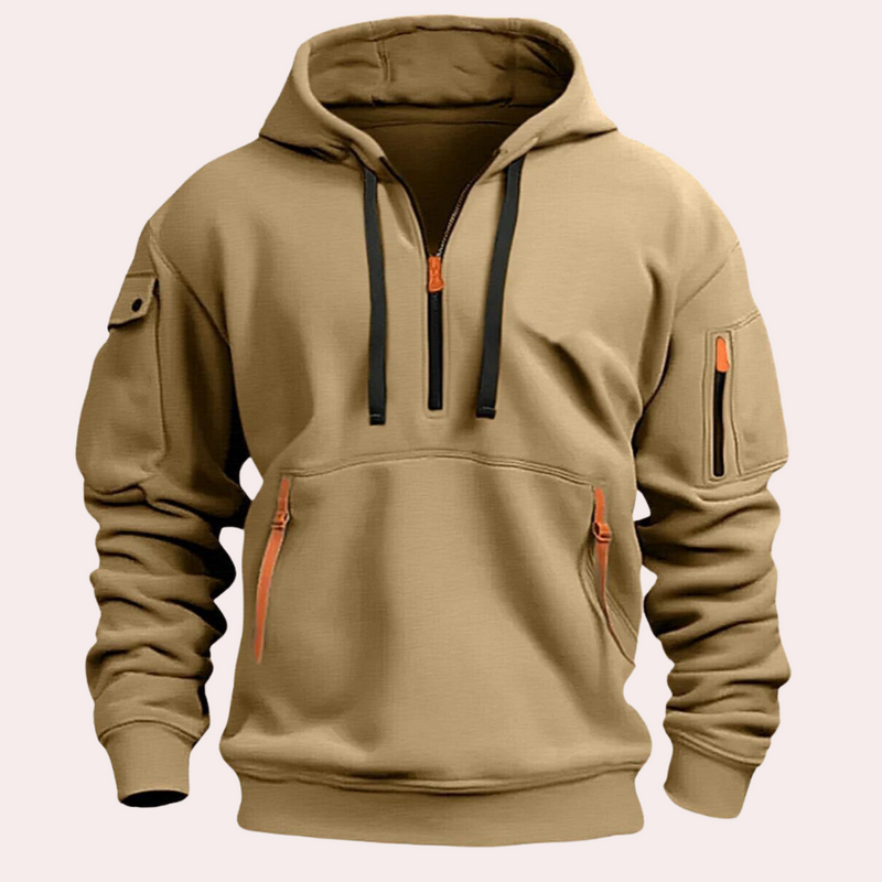 Casual Men's Hoodie - Théo-Khaki-S-State of Style