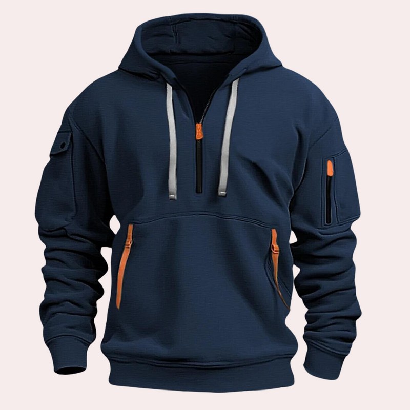 Casual Men's Hoodie - Théo-Navy blue-S-State of Style