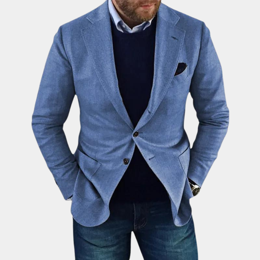 Casual Men's Jacket with Buttons - Mason-Blue-S-State of Style