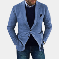 Casual Men's Jacket with Buttons - Mason-Blue-S-State of Style