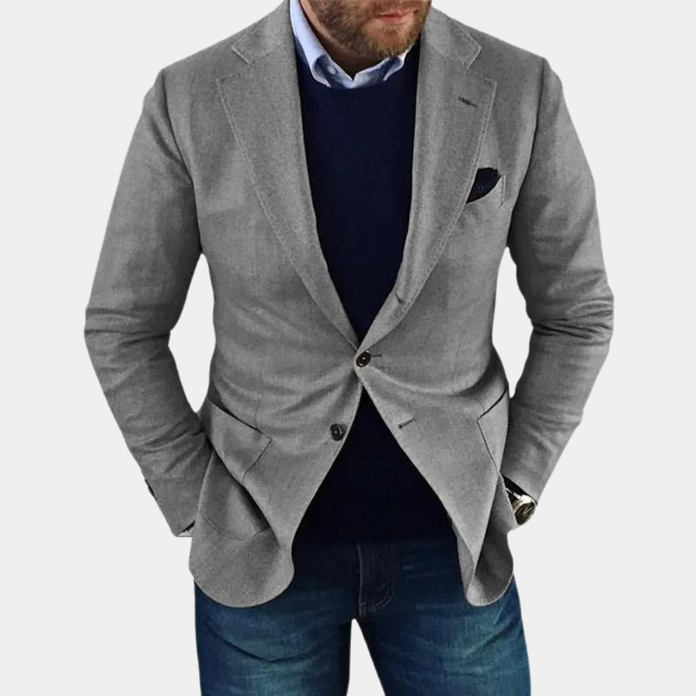 Casual Men's Jacket with Buttons - Mason-Grey-S-State of Style
