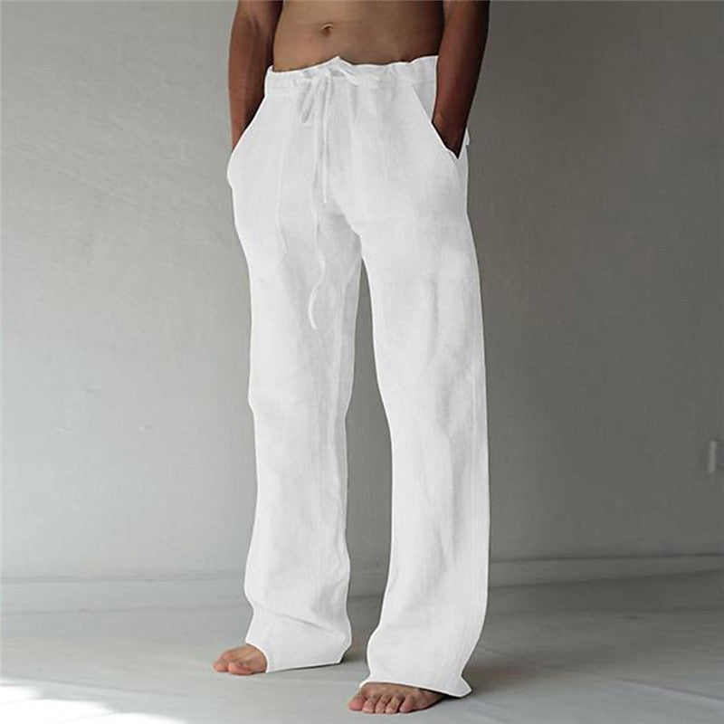 Casual men's linen trousers with a wide cut for summer – Elias-White-S-State of Style
