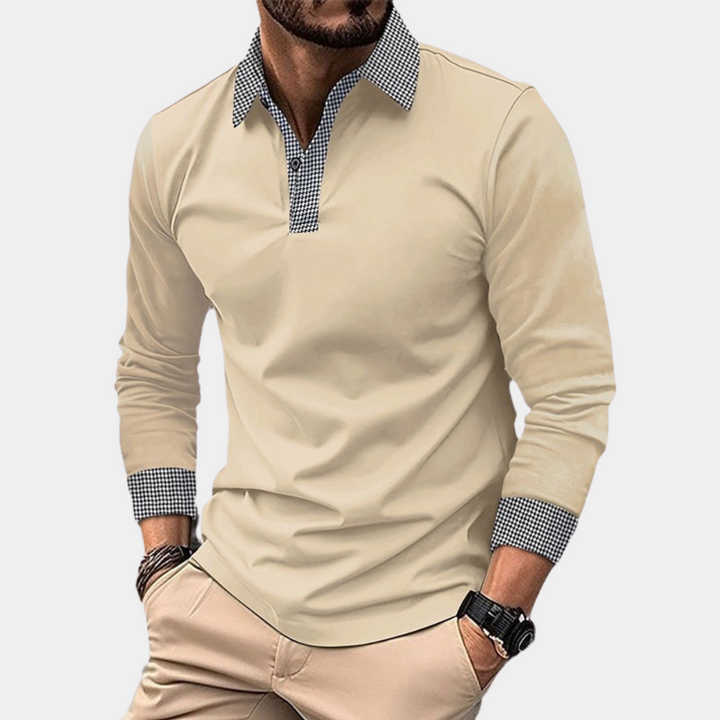 Casual Men's Polo with Long Sleeves - Finn-Apricot-M-State of Style
