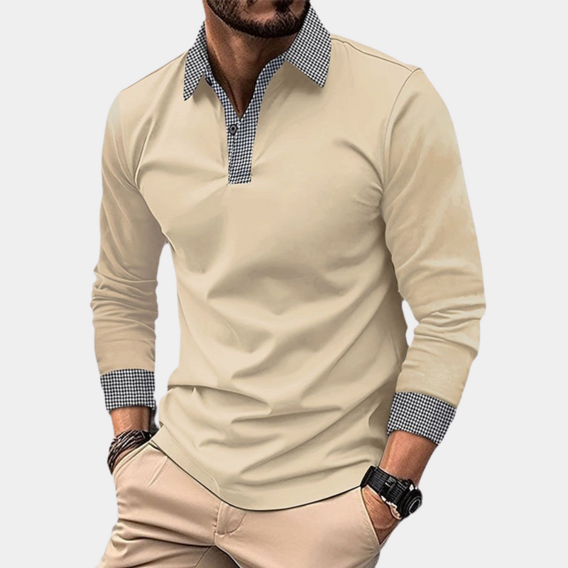 Casual Men's Polo with Long Sleeves - Finn-Apricot-M-State of Style