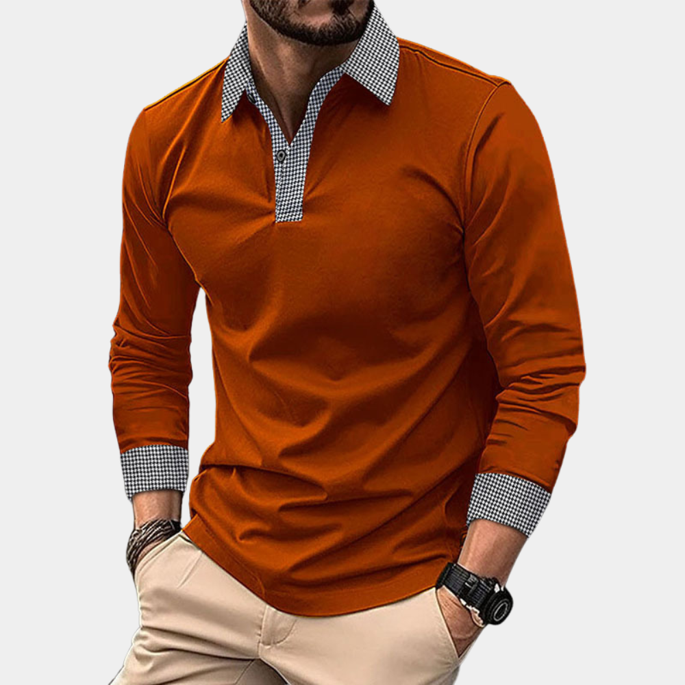 Casual Men's Polo with Long Sleeves - Finn-Brown-M-State of Style