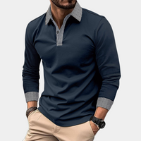 Casual Men's Polo with Long Sleeves - Finn-Dark blue-M-State of Style