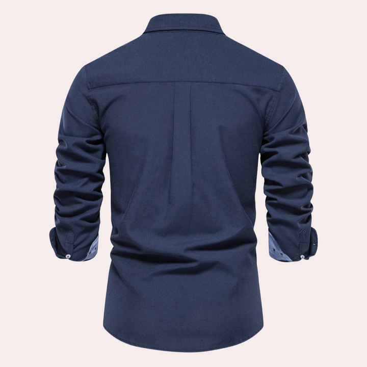 Casual Men's Shirt with Long Sleeves - Remy-Black-S-State of Style