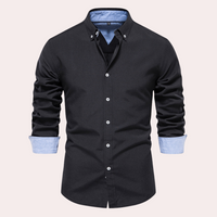Casual Men's Shirt with Long Sleeves - Remy-Black-S-State of Style