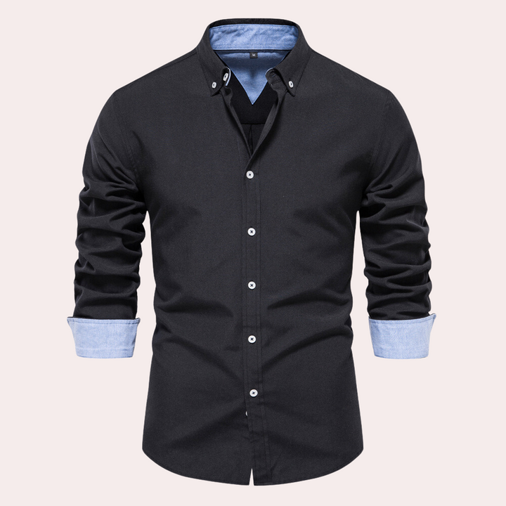 Casual Men's Shirt with Long Sleeves - Remy-Black-S-State of Style
