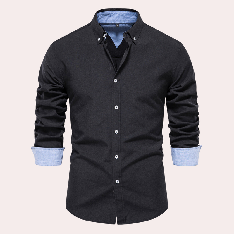 Casual Men's Shirt with Long Sleeves - Remy-Black-S-State of Style