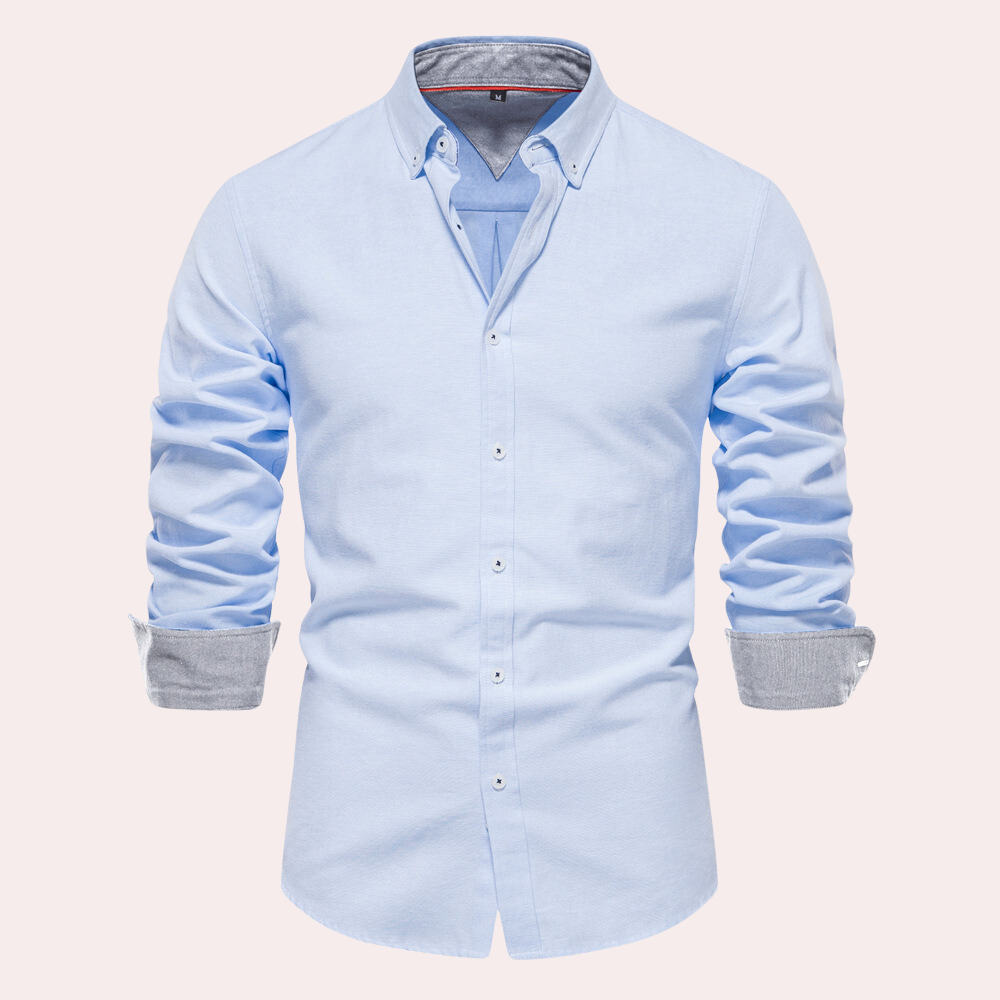 Casual Men's Shirt with Long Sleeves - Remy-Light blue-S-State of Style