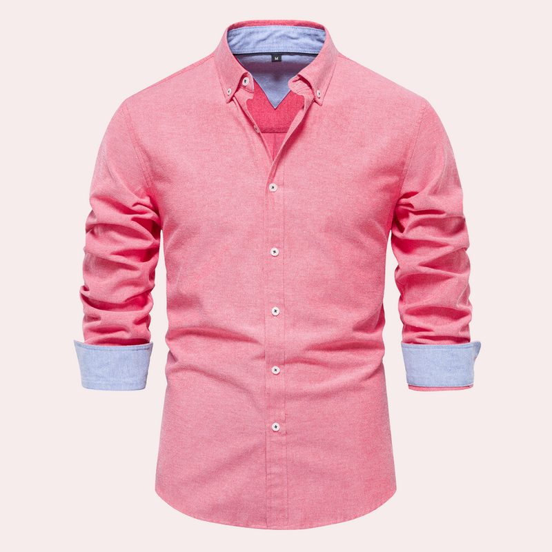 Casual Men's Shirt with Long Sleeves - Remy-Red-S-State of Style