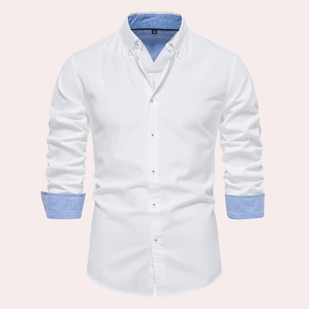 Casual Men's Shirt with Long Sleeves - Remy-White-S-State of Style