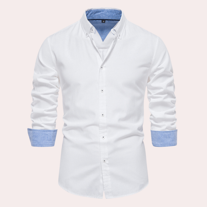 Casual Men's Shirt with Long Sleeves - Remy-White-S-State of Style