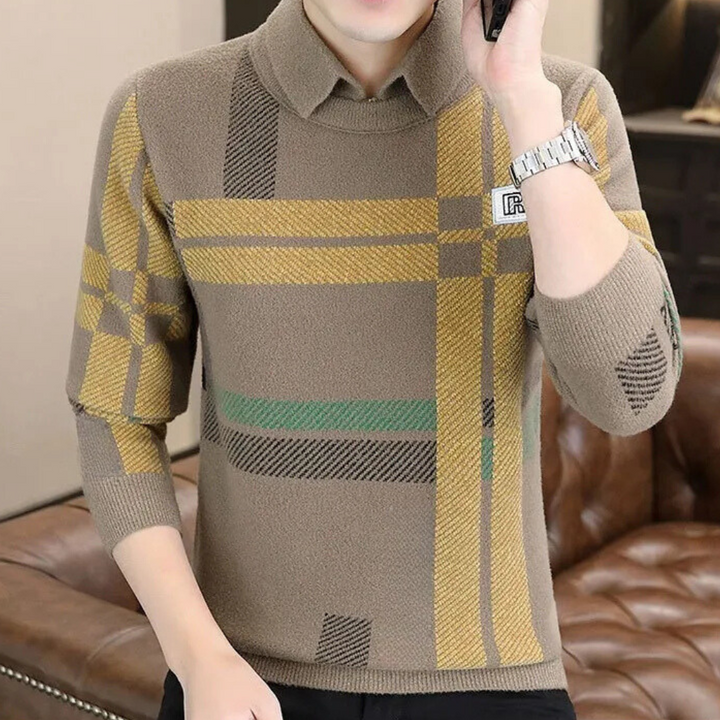 Casual Men's Sweater with Timeless Design - Otis-Khaki-S-State of Style