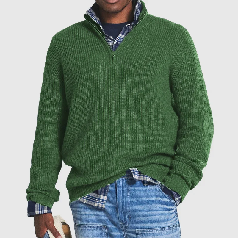 Casual Men’s Sweater with Zip - Max-Green-S-State of Style