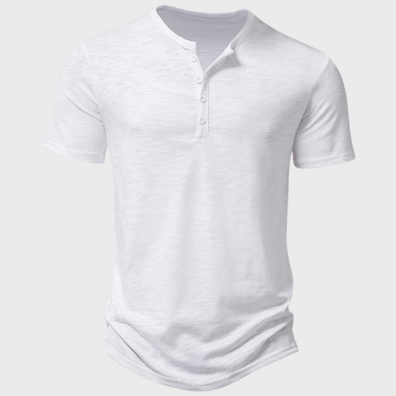 Casual Men's T-Shirt with Henley Collar - Cody-White-S-State of Style