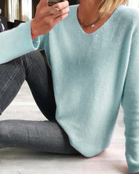 Casual Plain Women's Sweater - Sophie-Blue-S-State of Style