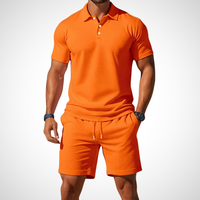 Casual polo shirt and shorts set for men – Enrico-Orange-S-State of Style