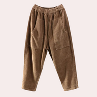 Casual Ribbed Velvet Trousers for Women - Marlowe-Red-XS-State of Style