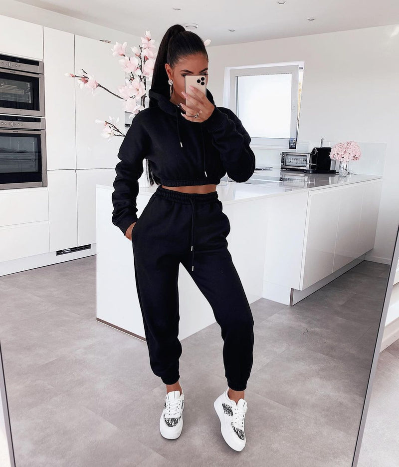 Casual Soft Jogging Set – Ella-Black-S-State of Style