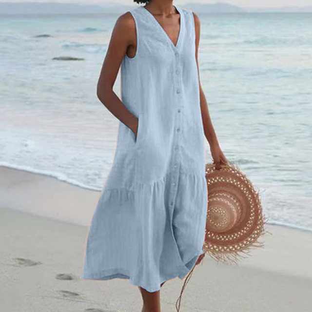 Casual Summer Dress - Liora-Blue-S-State of Style