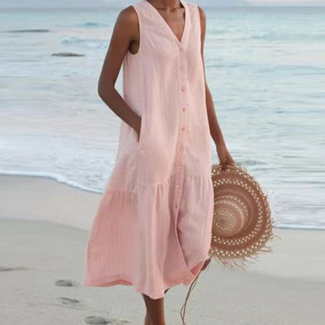 Casual Summer Dress - Liora-Pink-S-State of Style