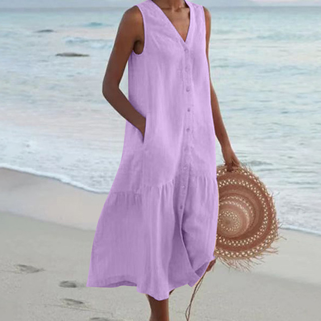 Casual Summer Dress - Liora-Purple-S-State of Style