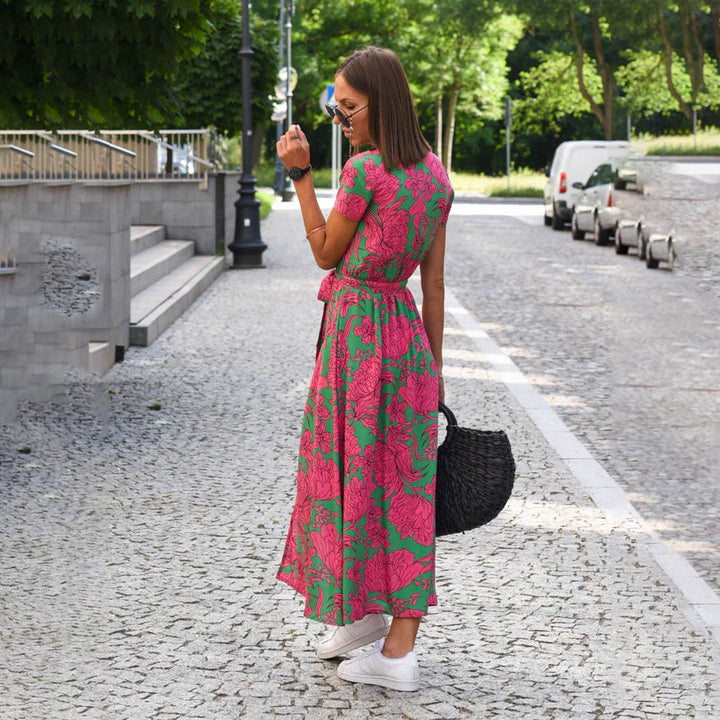 Casual Summer Dress - Luna-Red/Blue-S-State of Style