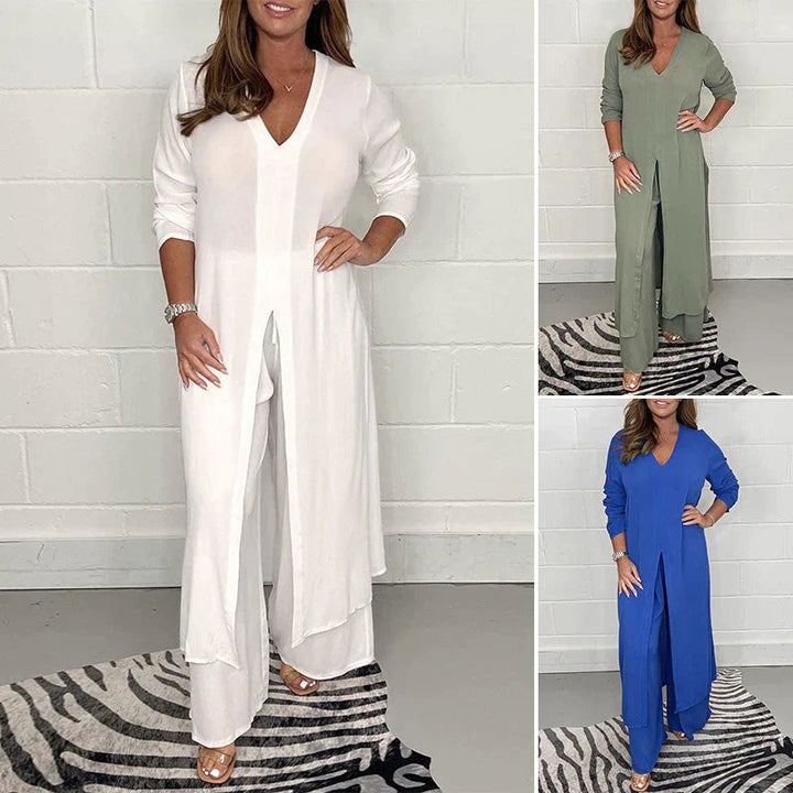 Casual Two-Piece Leisure Suit for Women - Nova-White-S-State of Style