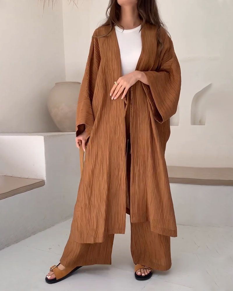 Casual two-piece set for women with vest and trousers – Thalia-Brown-S-State of Style