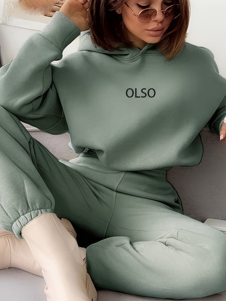 Casual Two-Piece Set with Stylish Letter Print - Elvira-Green-S-State of Style