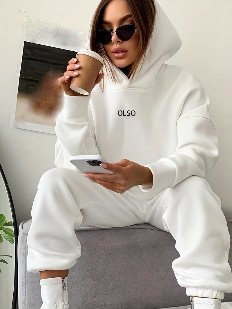 Casual Two-Piece Set with Stylish Letter Print - Elvira-White-S-State of Style