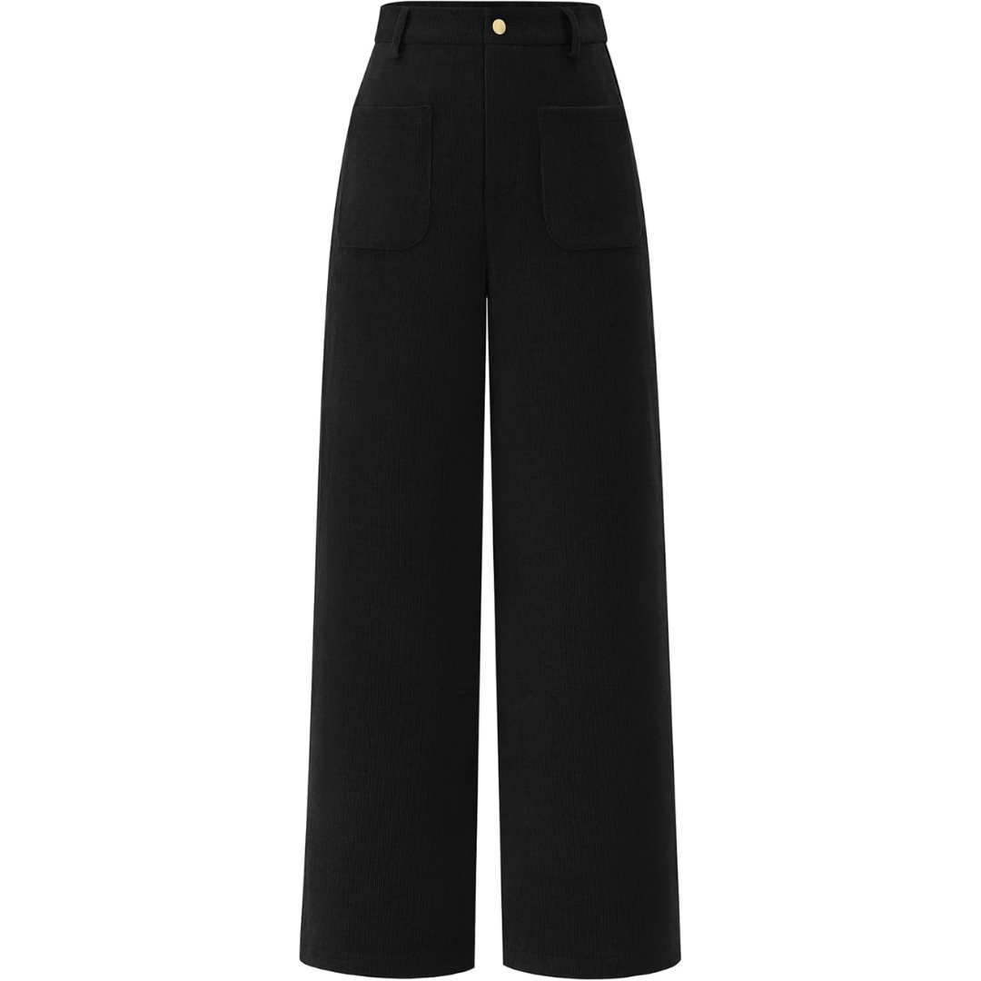 Casual Wide Palazzo Trousers with High Waist and Pockets - Clarissa-Black-XS-State of Style