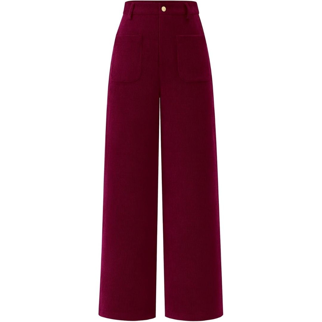 Casual Wide Palazzo Trousers with High Waist and Pockets - Clarissa-Bordeaux-XS-State of Style