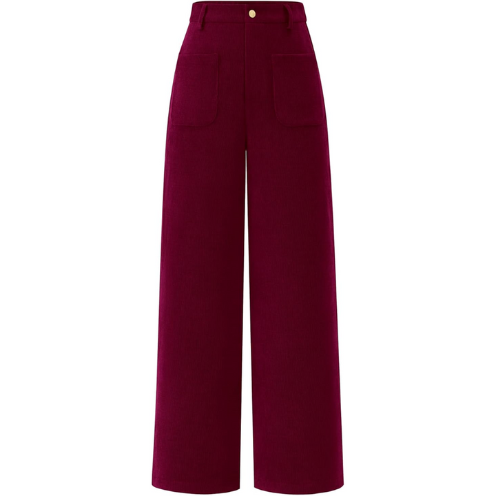 Casual Wide Palazzo Trousers with High Waist and Pockets - Clarissa-Bordeaux-XS-State of Style