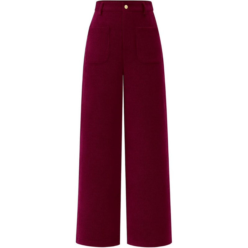 Casual Wide Palazzo Trousers with High Waist and Pockets - Clarissa-Bordeaux-XS-State of Style