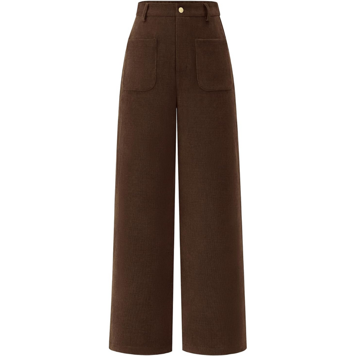 Casual Wide Palazzo Trousers with High Waist and Pockets - Clarissa-Coffee-XS-State of Style