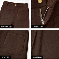 Casual Wide Palazzo Trousers with High Waist and Pockets - Clarissa-Khaki-XS-State of Style