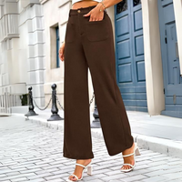 Casual Wide Palazzo Trousers with High Waist and Pockets - Clarissa-Khaki-XS-State of Style