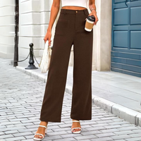 Casual Wide Palazzo Trousers with High Waist and Pockets - Clarissa-Khaki-XS-State of Style