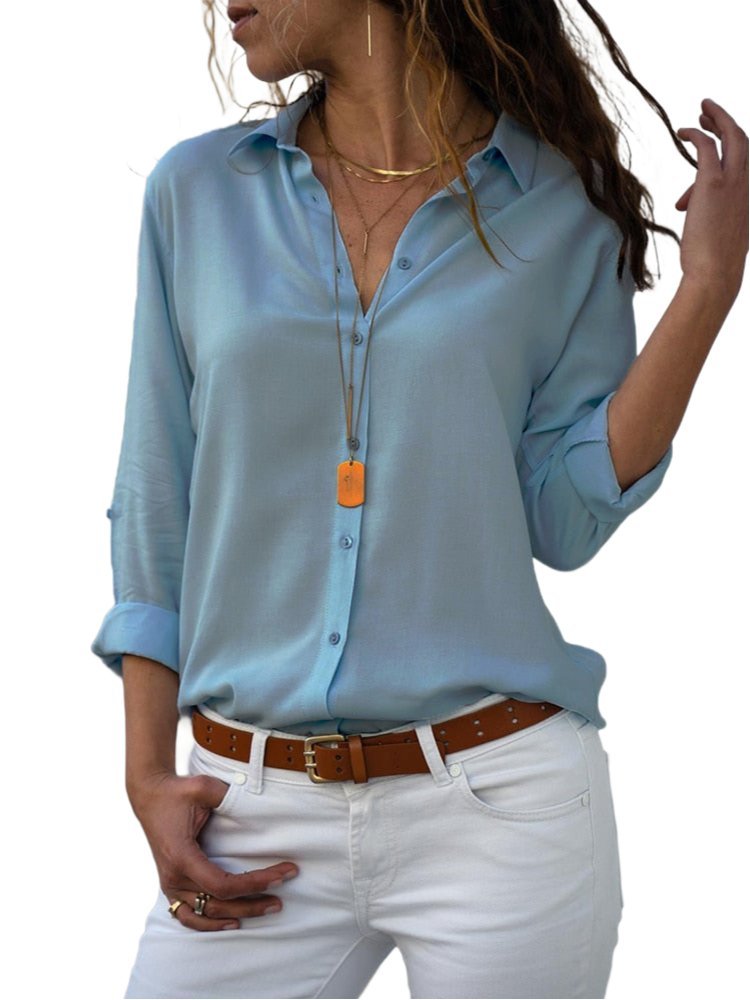 Casual Women's Blouse with Timeless Style - Mira-Light blue-S-State of Style