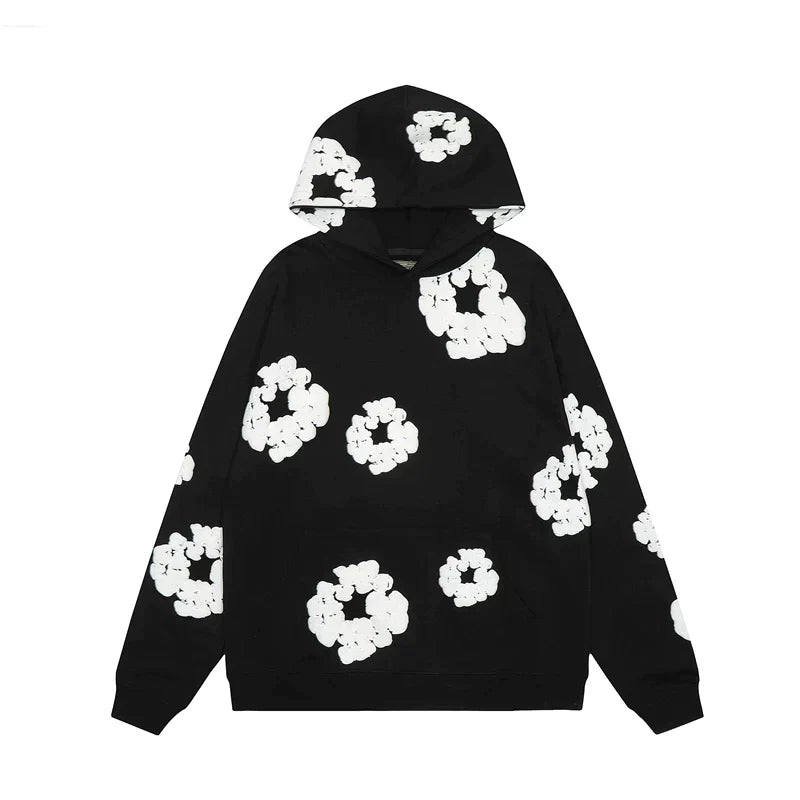 Casual Women's Hoodie with Floral Print - Amara-Black-S-State of Style